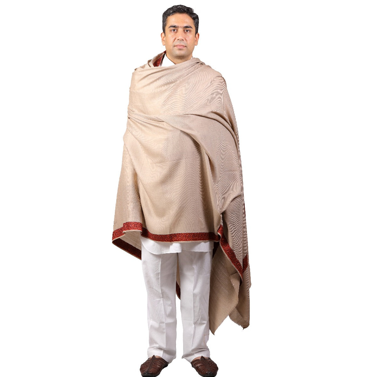 Meditation Shawl With Four Side Kashmiri Needle Embroidery, Light Weight Shawl, Soft Wool Shawl, Pashmina Shawl, Large Blanket Scarf. Unisex - The Amritsar Store