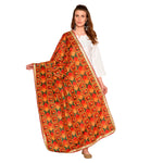 Multicolor Handmade Phulkari dupatta with four sides gotta work - The Amritsar Store