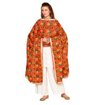 Multicolor Handmade Phulkari dupatta with four sides gotta work - The Amritsar Store