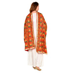 Multicolor Handmade Phulkari dupatta with four sides gotta work - The Amritsar Store