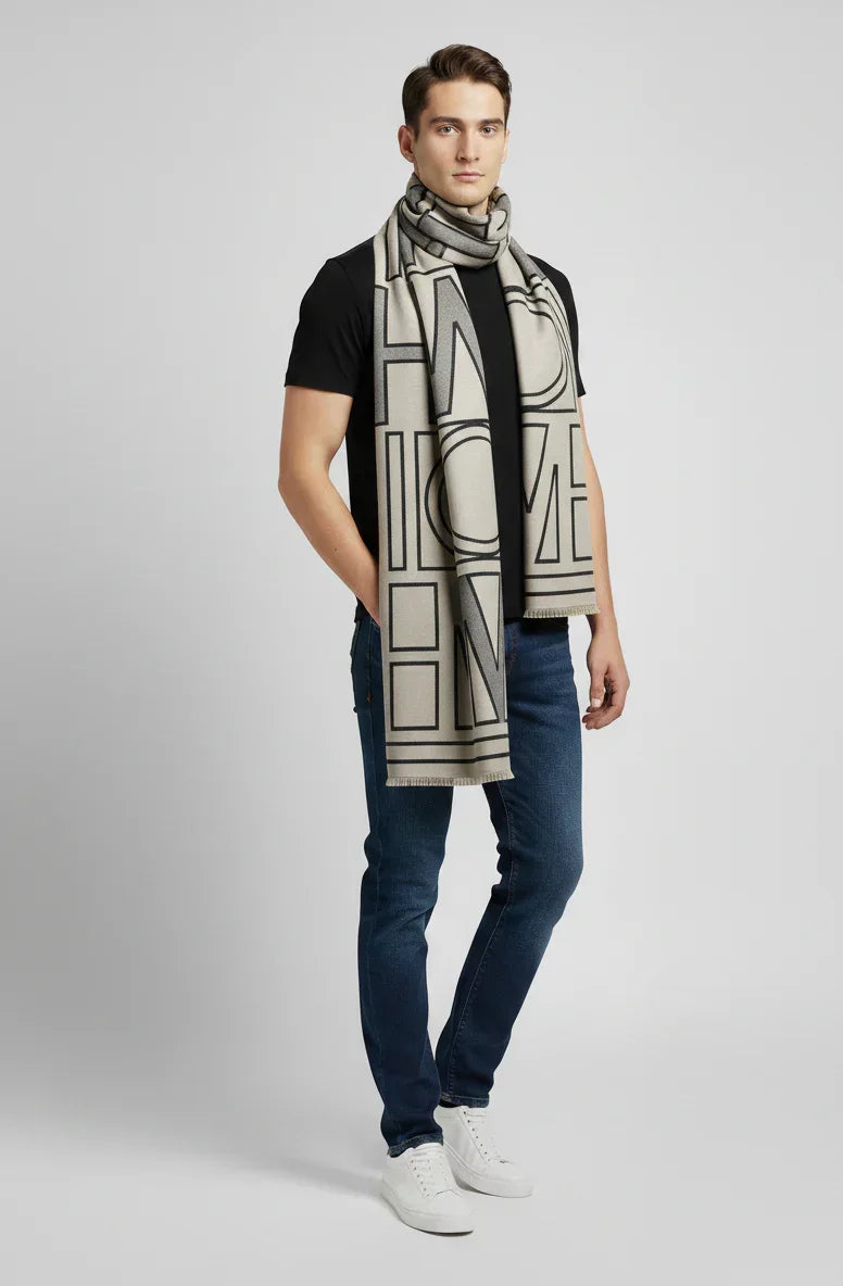 Black & White Geometric Reversible Shawl – Soft Wool Winter Wrap for Women | The Amritsar Store - The Amritsar Store