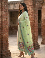 Phulkari Dupatta – Hand Embroidered Green Dupatta for Women | The Amritsar Store - The Amritsar Store