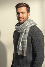 “The Amritsar Store classic grey and ivory check wool scarf, soft warm wool scarf