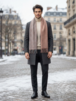 Reversible Wool Scarf – Grey Plaid & Soft Pink Winter Scarf for Unisex | The Amritsar Store - The Amritsar Store