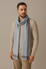 Grey Plaid Scarf with Dual-Tone Border for Men & Women – Soft Lightweight Muffler | The Amritsar Store - The Amritsar Store