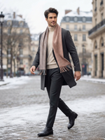 Reversible Wool Scarf – Grey Plaid & Soft Pink Winter Scarf for Unisex | The Amritsar Store - The Amritsar Store