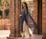 The Amritsar Store Phulkari Dupatta – Hand Embroidered Traditional Design in Navy Blue Color