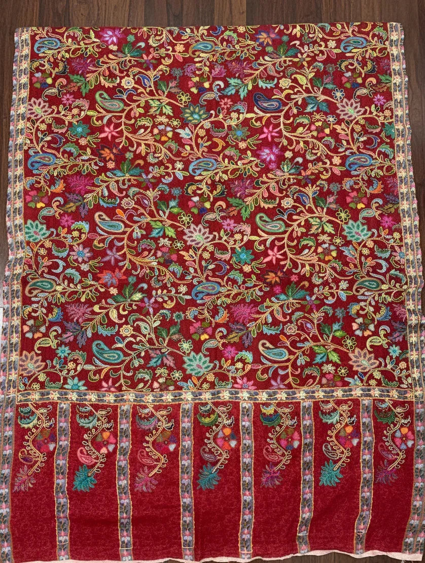 Women's Kalamkari Stole – Kashmiri Floral Jaal Designer Wrap | The Amritsar Store - The Amritsar Store