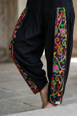 The Amritsar Store Black Kora Cotton Salwar with Multicolor Phulkari Embroidery - The Amritsar Store