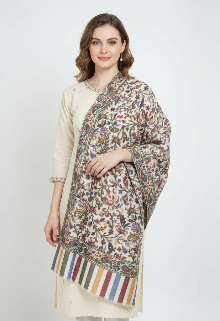 The Amritsar Store Womens Elegant Multicolor Floral Paisley Shawl - The Amritsar Store