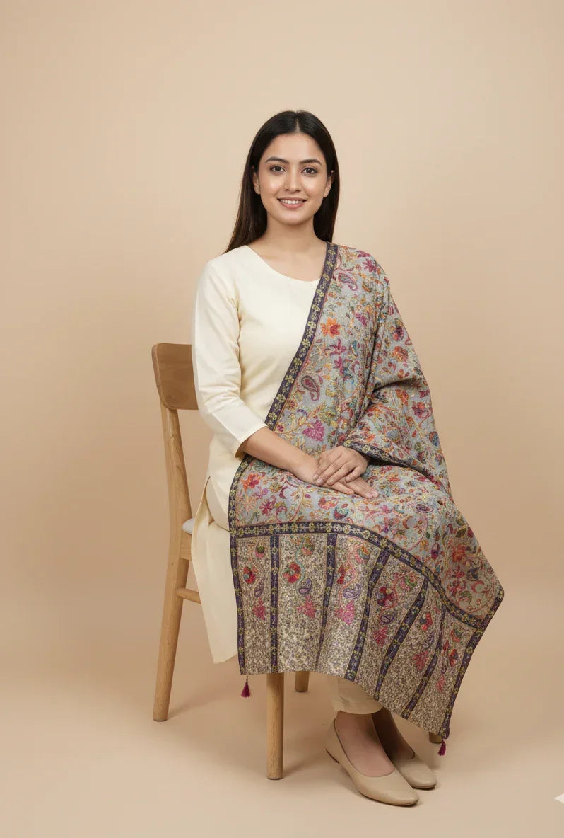 Women's Kalamkari Fine Wool Stole – Traditional Designer Wrap | The Amritsar Store - The Amritsar Store