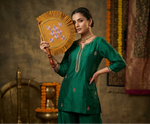 Handcrafted Phulkari hand fan pankhi with vibrant red base and multicolor floral embroidery by The Amritsar Store, showcasing traditional Punjabi artistry