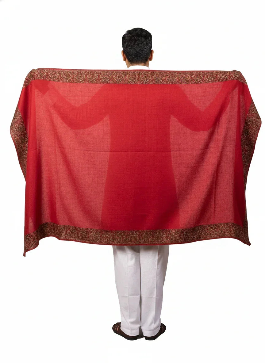Meditation Shawl With Four Side Kashmiri Needle Embroidery, Light Weight Shawl, Soft Wool Shawl, Pashmina Shawl, Large Blanket Shawl .Unisex - The Amritsar Store