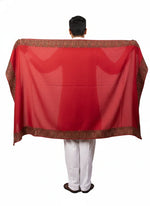 Meditation Shawl With Four Side Kashmiri Needle Embroidery, Light Weight Shawl, Soft Wool Shawl, Pashmina Shawl, Large Blanket Shawl .Unisex - The Amritsar Store