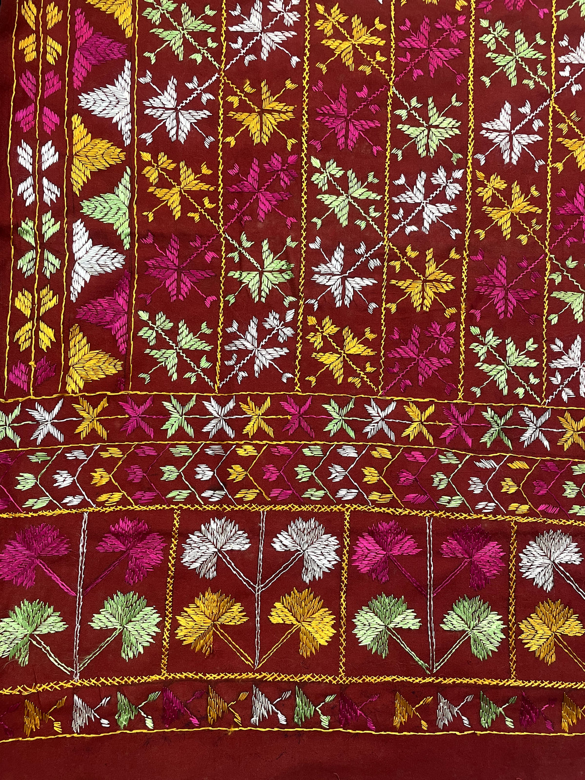 Hand embroidered Punjabi Phulkari Bagh dupatta for women by The Amritsar Store featuring traditional multicolor embroidery craftsmanship