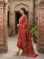 Phulkari Bagh Dupatta – Hand Embroidered Maroon Punjabi Bagh | The Amritsar Store - The Amritsar Store