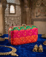 The Amritsar Store Phulkari Embroidery Clutch – Multicolor Metal-Based - The Amritsar Store