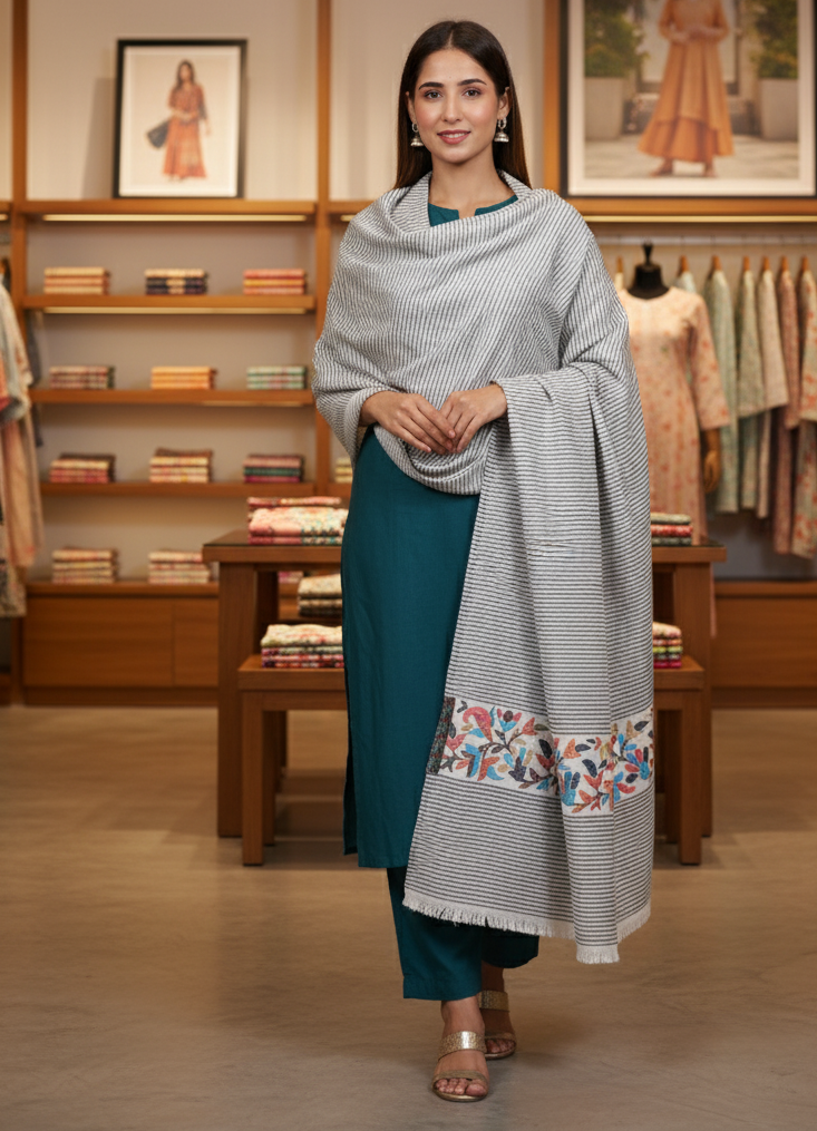 The Amritsar Store Heritage Drapes Women’s Traditional Kashmiri Kani Shawl – Intricate Woven Design in Classic Style