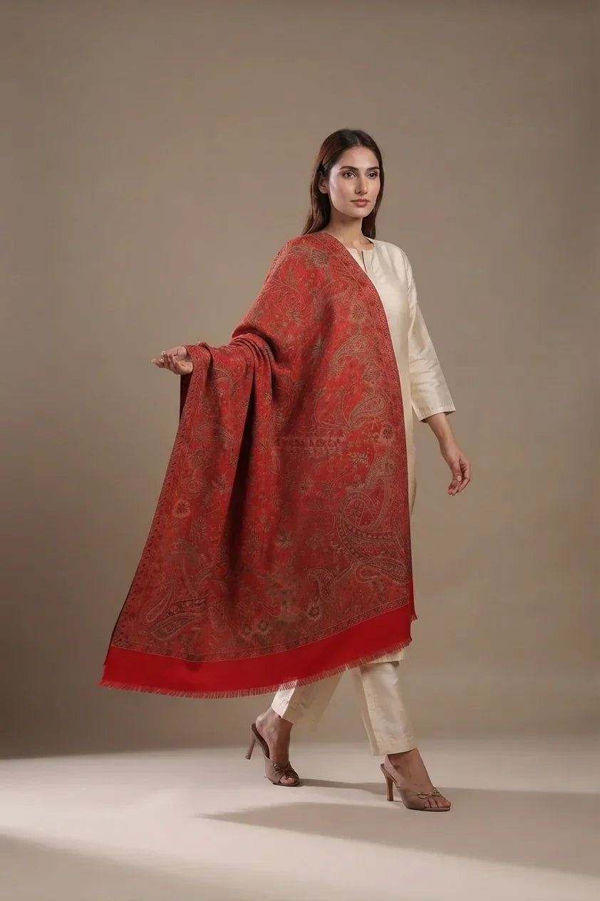 Women's Shawl – Kani Jamawar Full Jaal Design | The Amritsar Store - The Amritsar Store