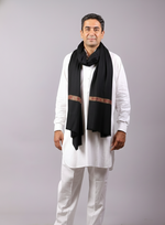 Himalayan Kullu Shawl, Four Side Border, Soft Wool Scarf, Large Wrap, Meditation Shawl, Over Sized Blanket, Light Weight & Warm Shawl. Unisex - The Amritsar Store