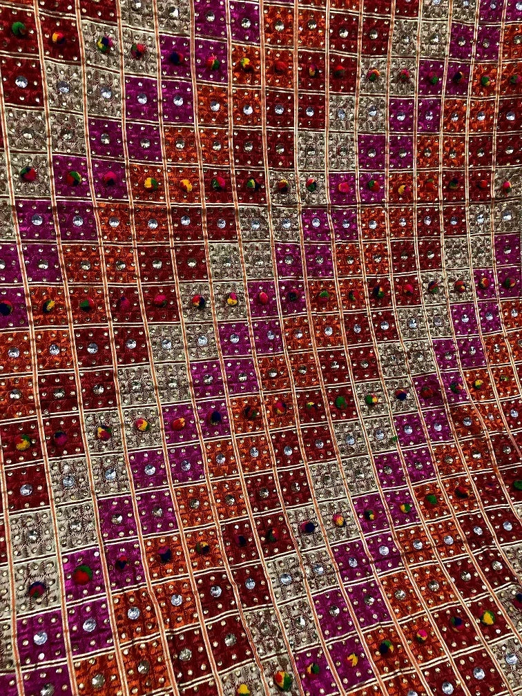 Handmade Full Jaal Heavy Embroidery Thread and Mirror Work Phulkari Dupatta By The Amritsar Store - The Amritsar Store