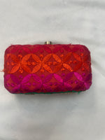 The Amritsar Store Handmade Red Clutch Bag with Green Floral Embroidery – Traditional Ethnic Handcrafted Evening Purse