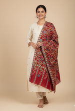 Handcrafted Kalamkari Stole with Traditional Kashmiri Floral Work – The Amritsar Store