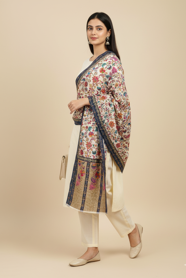 “Kalamkari Hand-Painted Stole – Traditional Artisan Design by The Amritsar Store”