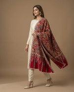 Women's Kalamkari Stole – Kashmiri Floral Jaal Designer Wrap | The Amritsar Store - The Amritsar Store