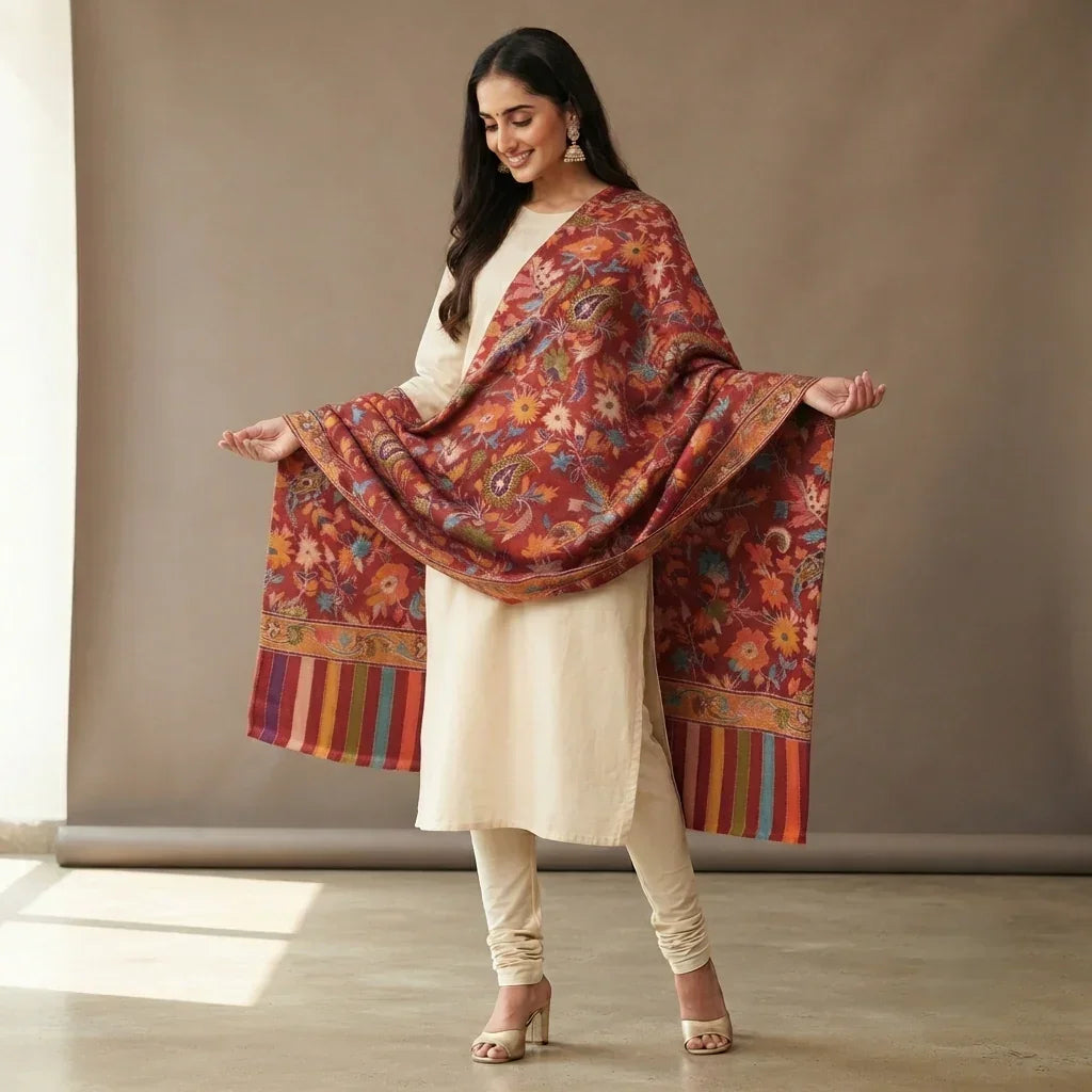 Women's Kalamkari Shawl – Handcrafted Traditional Art | The Amritsar Store - The Amritsar Store