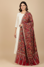 Handcrafted Kalamkari Stole with Traditional Kashmiri Floral Work – The Amritsar Store