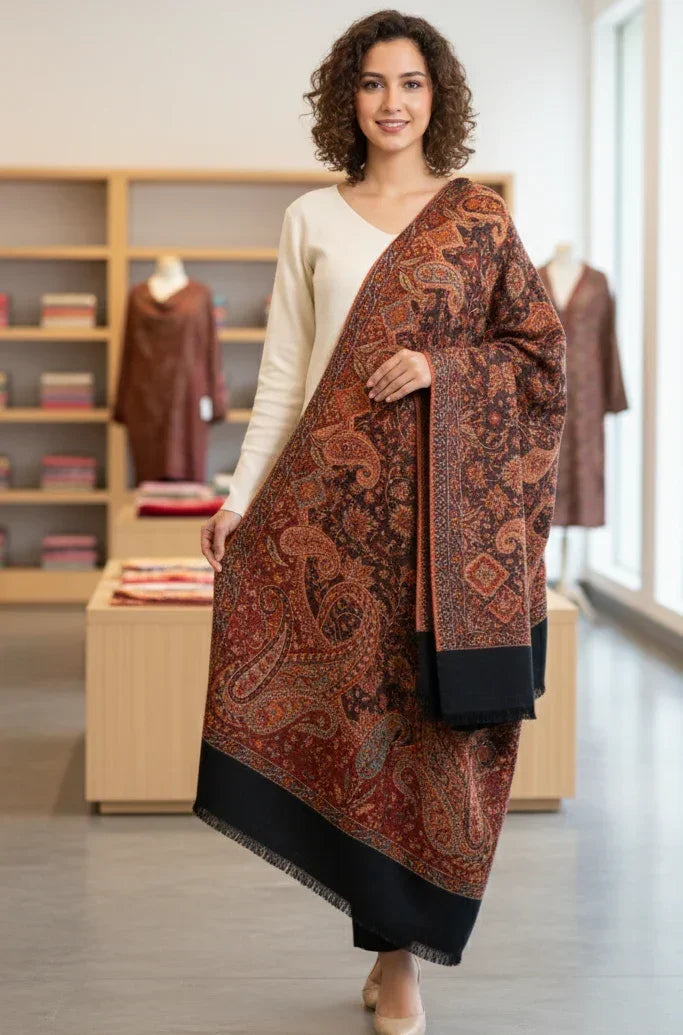 The Amritsar Store Evergreen Elegance: Kashmiri Kani Jamawar Shawl for Women - The Amritsar Store