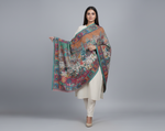 Kani shawl with Mughal Darbar palace, royal procession, and garden motifs in intricate multicolor story weave by The Amritsar Store
