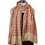 Women's Wool Shawl – Beige Hand Embroidered Elegant Wrap | The Amritsar Store - The Amritsar Store