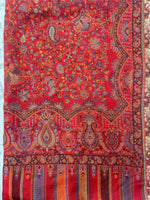 Women's Stole – Heritage Red Jaal Weave with Intricate Paisley & Multitone Borders | The Amritsar Store - The Amritsar Store