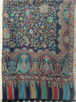Women's Stole – Heritage Navy Blue Jaal Weave with Intricate Paisley & Multitone Borders | The Amritsar Store - The Amritsar Store