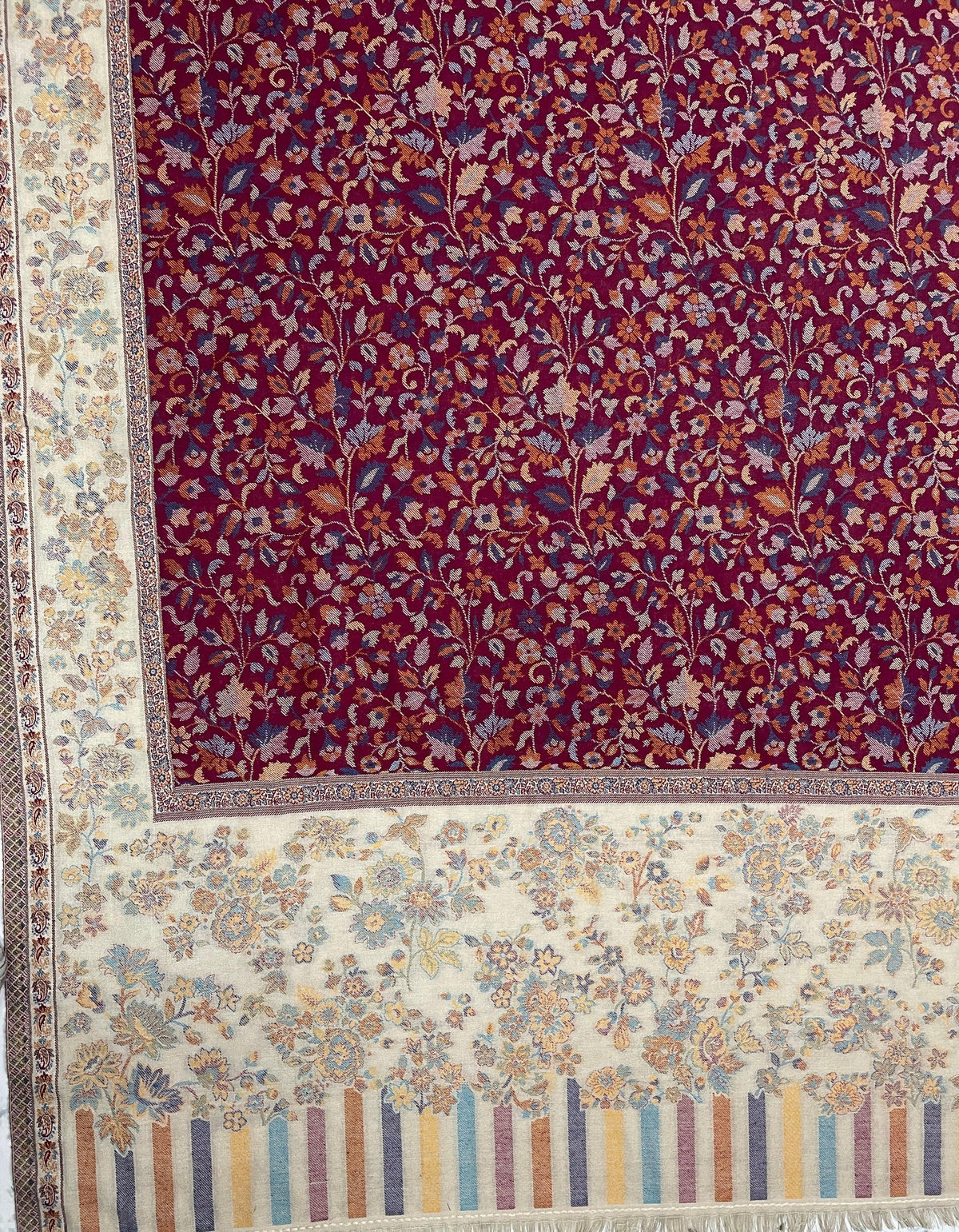 Women's Maroon Kashmiri Jaal Weave Shawl – Floral Designer Wrap | The Amritsar Store - The Amritsar Store