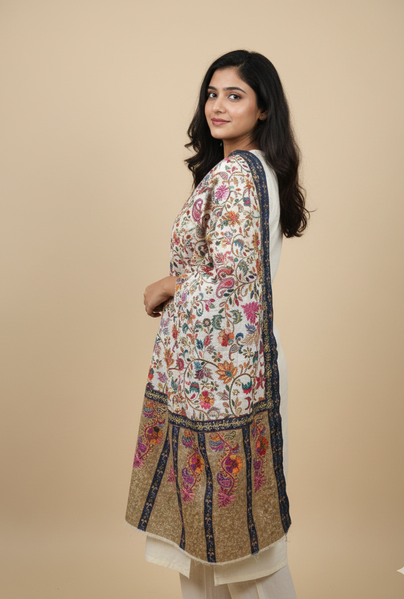 “Kalamkari Hand-Painted Stole – Traditional Artisan Design by The Amritsar Store”