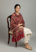 Handcrafted Kalamkari Stole with Traditional Kashmiri Floral Work – The Amritsar Store