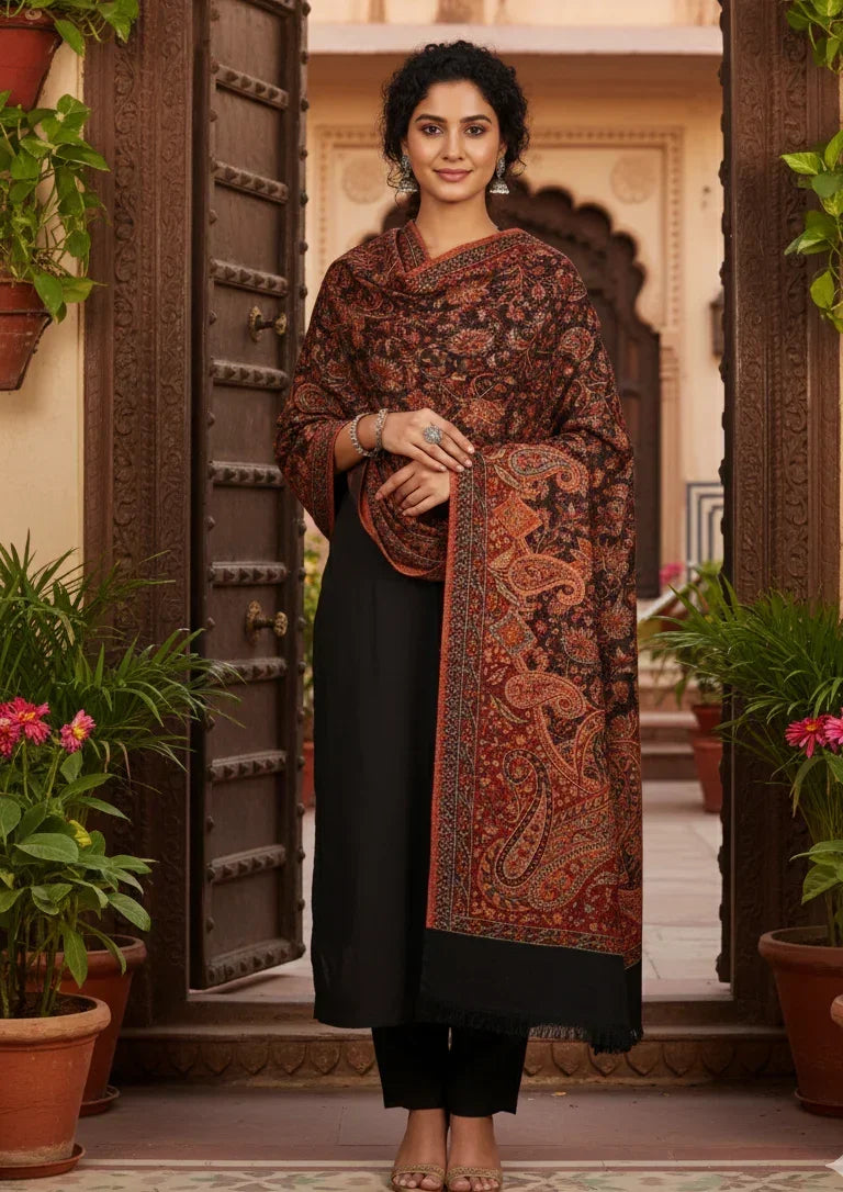 The Amritsar Store Evergreen Elegance: Kashmiri Kani Jamawar Shawl for Women - The Amritsar Store