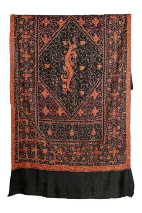 Women's Black Pashmina Shawl – Intricate Sozni Embroidery | The Amritsar Store - The Amritsar Store