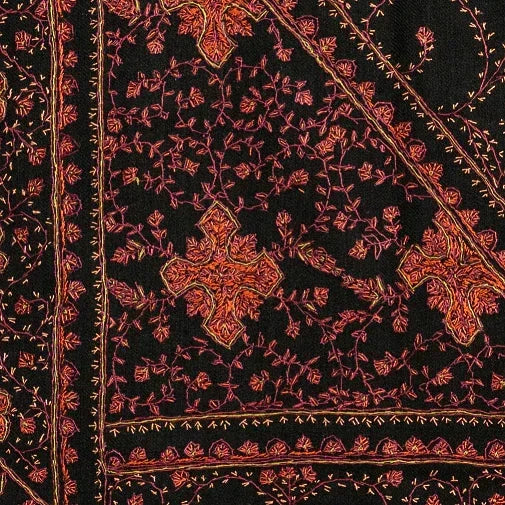 Women's Black Pashmina Shawl – Intricate Sozni Embroidery | The Amritsar Store - The Amritsar Store