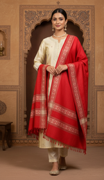 The Amritsar Store Kashmiri Women’s Shawl featuring elegant zari work and intricate four-side border – a luxurious handcrafted wrap for special occasions.
