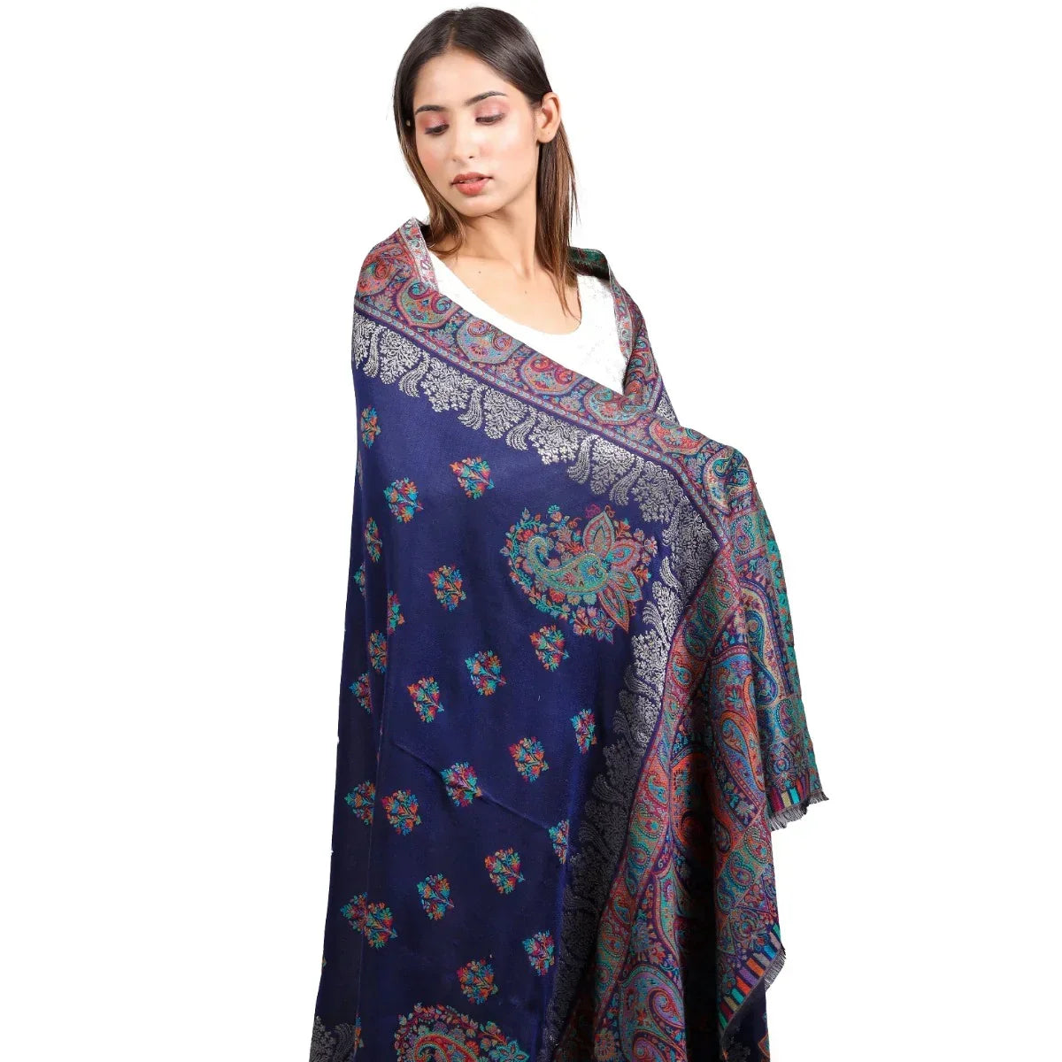 Women's Shawl, Kashmiri Shawl, Kani Zari Weave Shawl, Light Weight Shawl, Suatainable Bamboo Fiber Shawl, Shawl For Women - The Amritsar Store