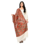 Collectors Edition Cream Jamawar Kashmiri Pure Wool Embroidery Multicolor Thread Work Shawl - The Amritsar Store