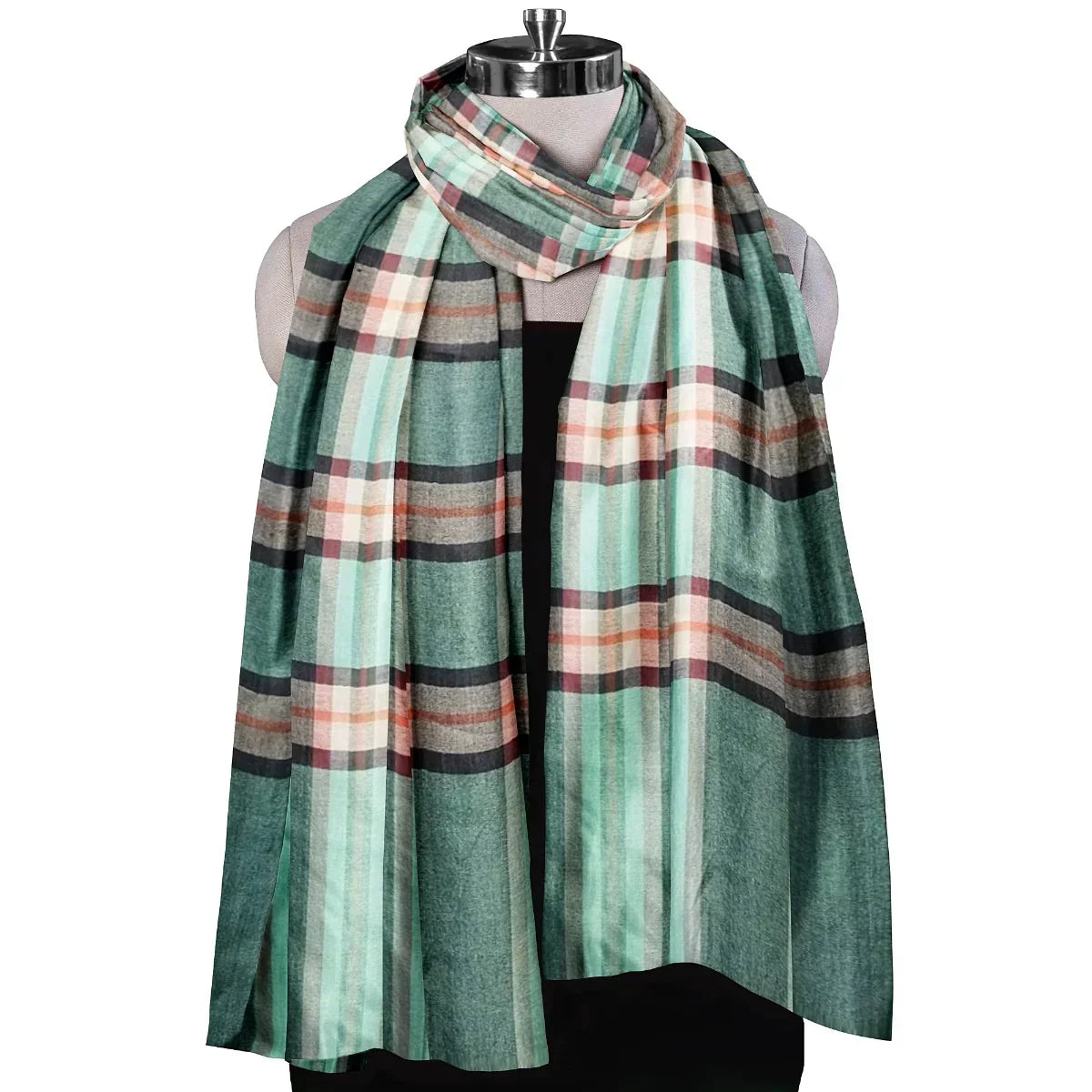 The Amritsar Store , Multicolor Bamboo Silk Scarf, Soft & Fine Quality with Check Pattern All Season - The Amritsar Store
