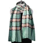 The Amritsar Store , Multicolor Bamboo Silk Scarf, Soft & Fine Quality with Check Pattern All Season - The Amritsar Store