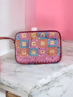 Pink Phulkari laptop bag with sleeve and premium zip - The Amritsar Store