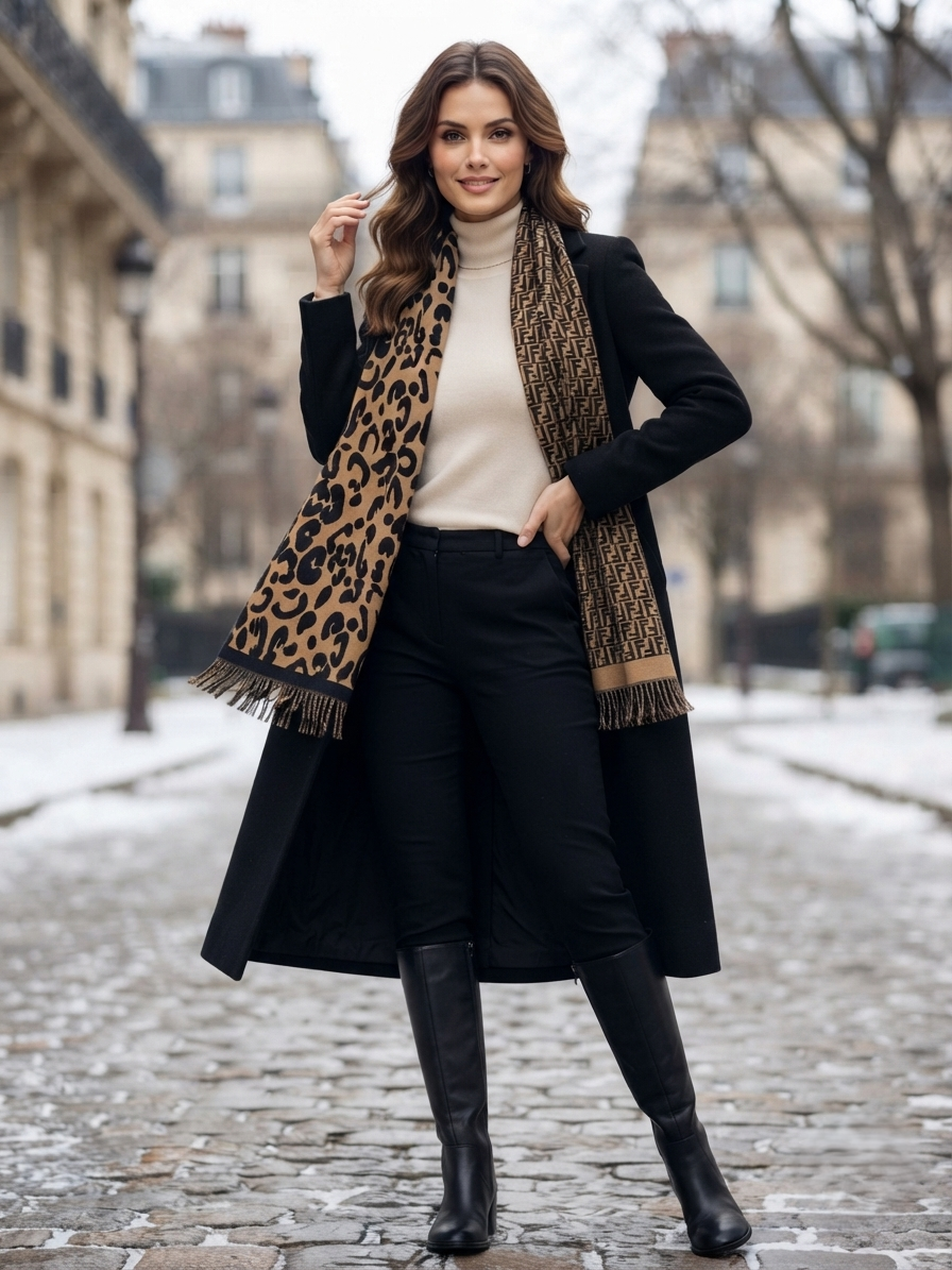 The Amritsar Store Leopard Print and Fendi-inspired Scarf (Reversible)