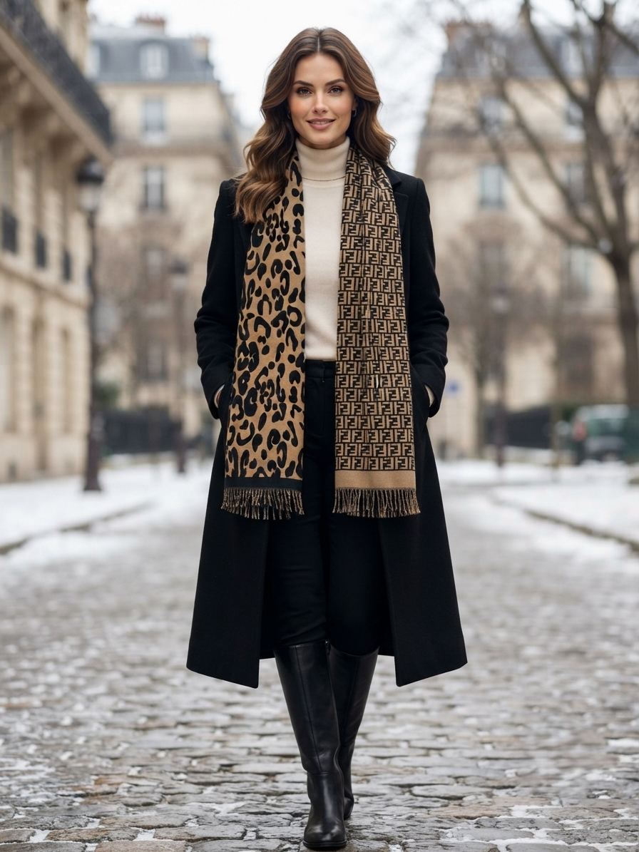 The Amritsar Store Leopard Print and Fendi-inspired Scarf (Reversible)